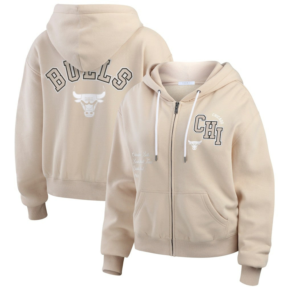 NBA Chicago Bulls WEAR by Erin Andrews Women's Tonal Felt Patch Full-Zip Hoodie