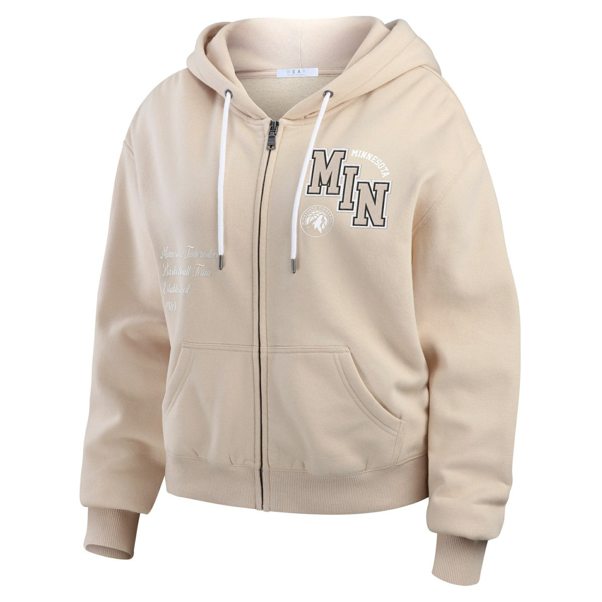 NBA Minnesota Timberwolves WEAR by Erin Andrews Women's Tonal Felt Patch Full-Zip Hoodie
