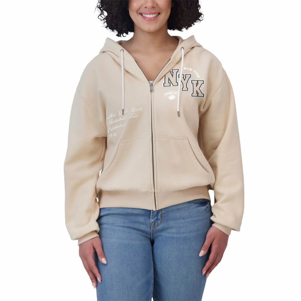 NBA New York Knicks WEAR by Erin Andrews Women's Plus Size Tonal Felt Patch Full-Zip Hoodie