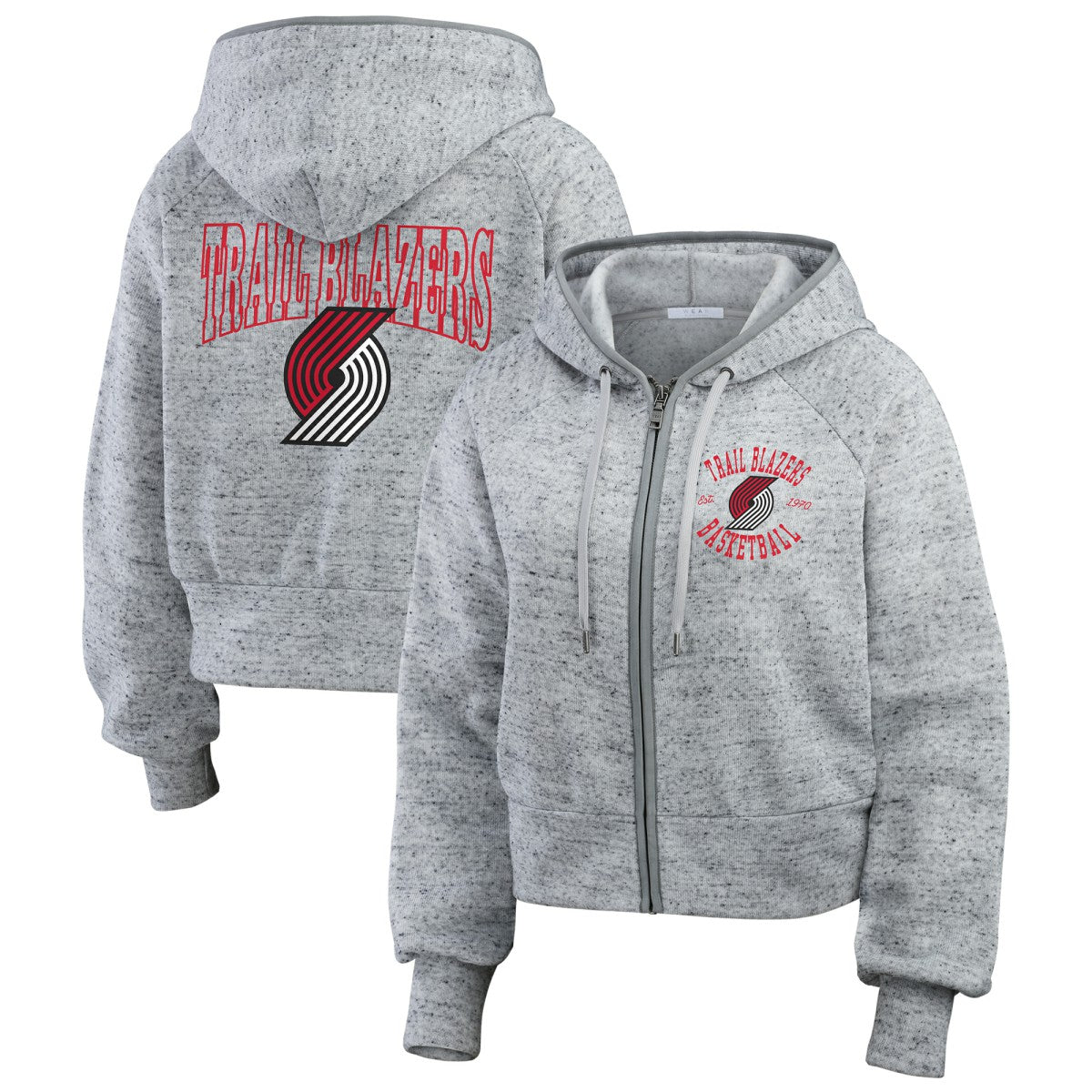 NBA Portland Trail Blazers WEAR by Erin Andrews Women's Speckled Radiator Full-Zip Hoodie
