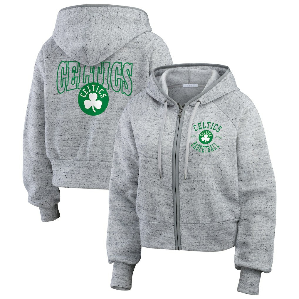 NBA Boston Celtics WEAR by Erin Andrews Women's Speckled Radiator Full-Zip Hoodie
