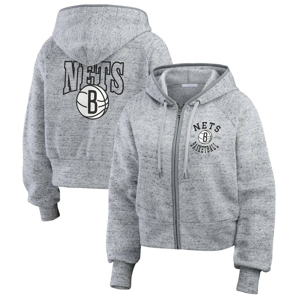 NBA Brooklyn Nets WEAR by Erin Andrews Women's Speckled Radiator Full-Zip Hoodie