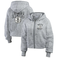NBA Brooklyn Nets WEAR by Erin Andrews Women's Speckled Radiator Full-Zip Hoodie