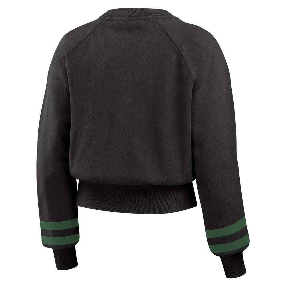 NBA Milwaukee Bucks WEAR by Erin Andrews Women's Vintage Raglan Cropped Pullover Sweatshirt