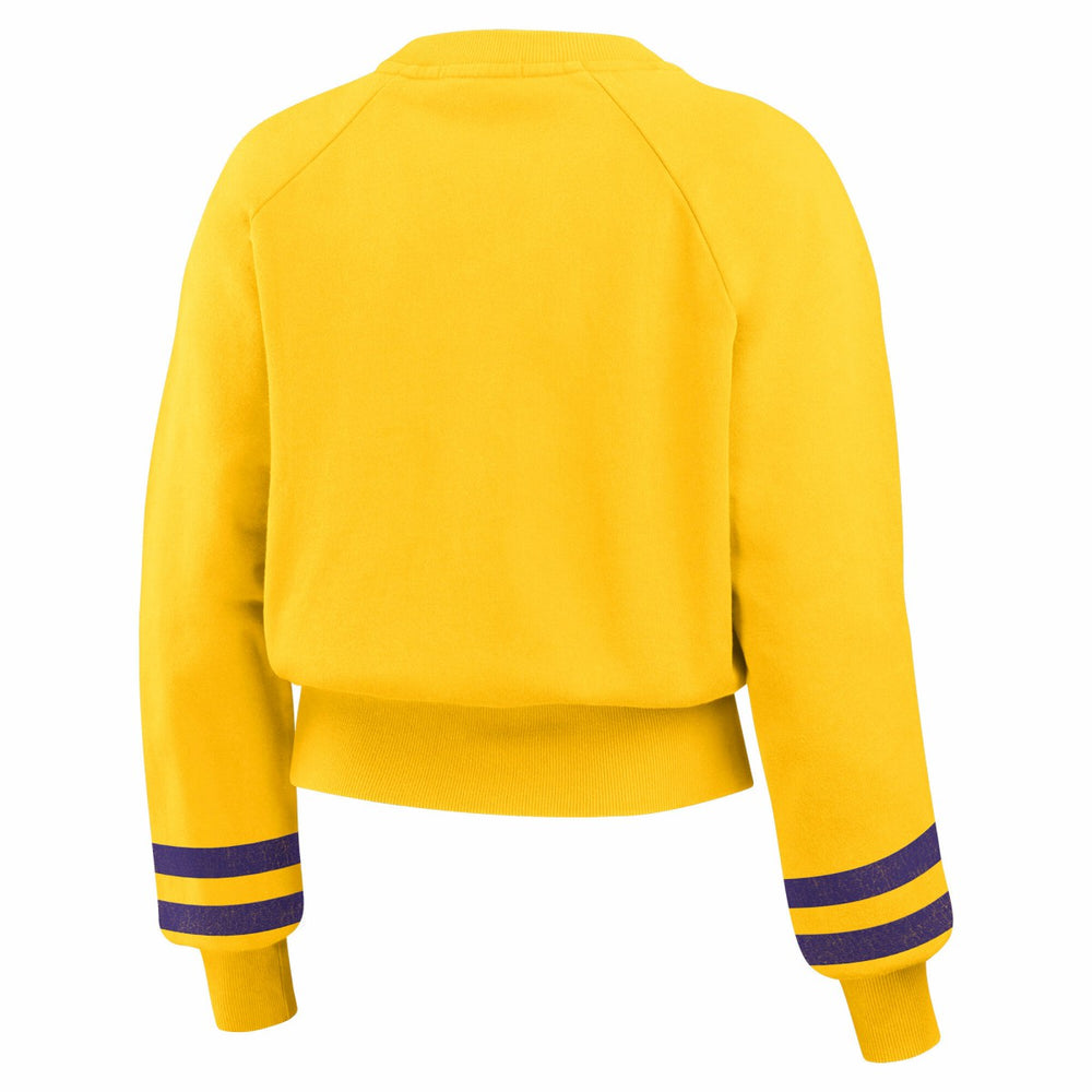 NBA Los Angeles Lakers WEAR by Erin Andrews Women's Vintage Raglan Cropped Pullover Sweatshirt