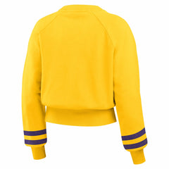 NBA Los Angeles Lakers WEAR by Erin Andrews Women's Vintage Raglan Cropped Pullover Sweatshirt