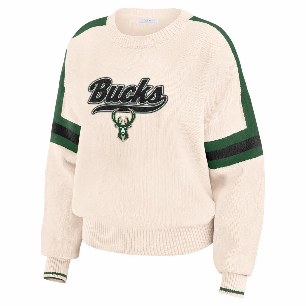 NBA Milwaukee Bucks WEAR by Erin Andrews Women's Stripe Pullover Sweater