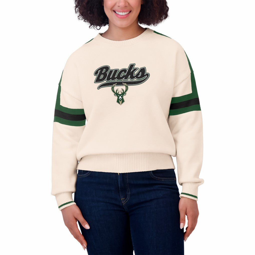 NBA Milwaukee Bucks WEAR by Erin Andrews Women's Stripe Pullover Sweater
