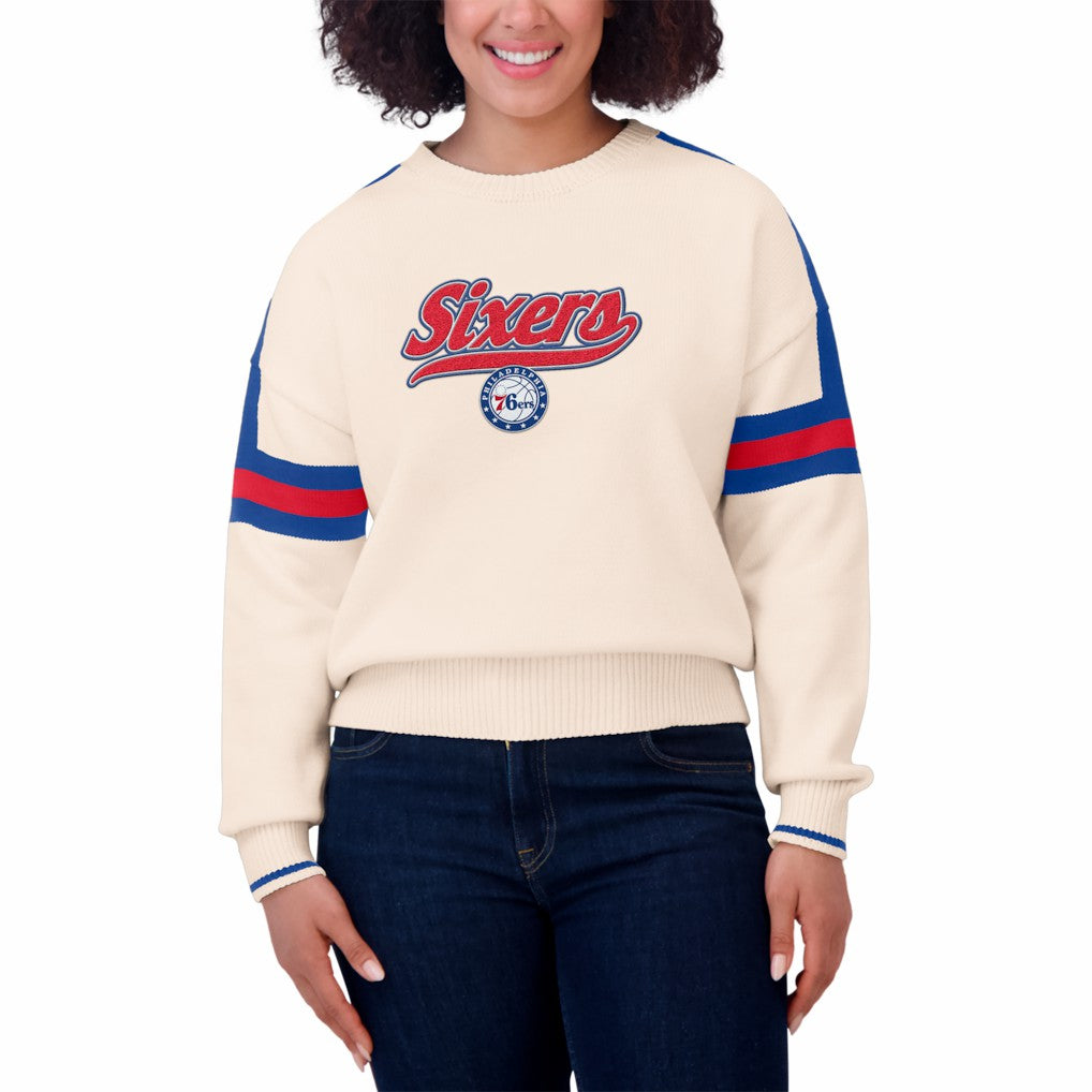 NBA Philadelphia 76ers WEAR by Erin Andrews Women's Stripe Pullover Sweater