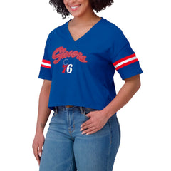 NBA Philadelphia 76ers WEAR by Erin Andrews Women's Color Block Boxy V-Neck T-Shirt