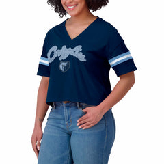 NBA Memphis Grizzlies WEAR by Erin Andrews Women's Color Block Boxy V-Neck T-Shirt