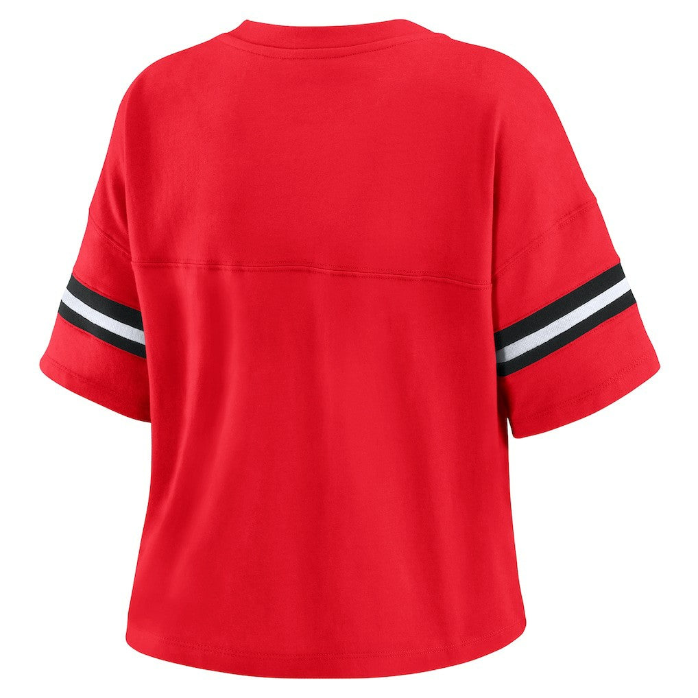 NBA Chicago Bulls WEAR by Erin Andrews Women's Color Block Boxy V-Neck T-Shirt sale