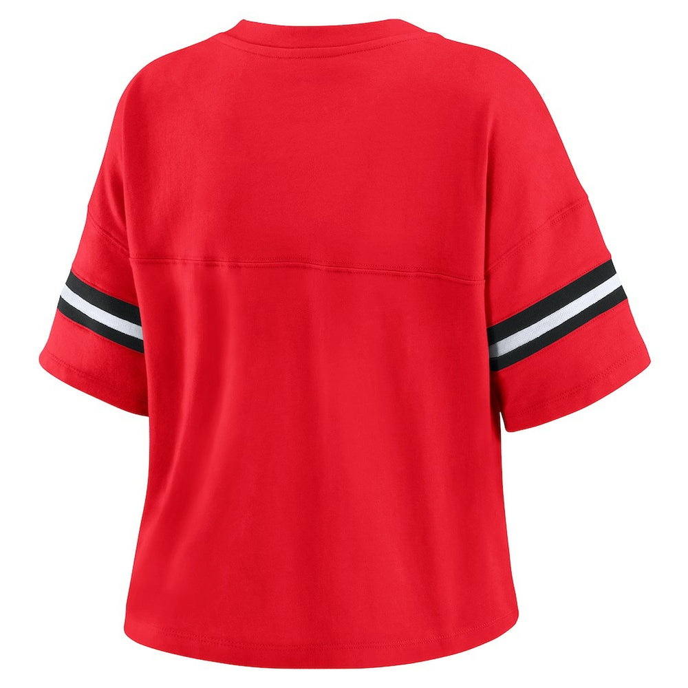 NBA Chicago Bulls WEAR by Erin Andrews Women's Color Block Boxy V-Neck T-Shirt sale