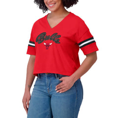 NBA Chicago Bulls WEAR by Erin Andrews Women's Color Block Boxy V-Neck T-Shirt sale