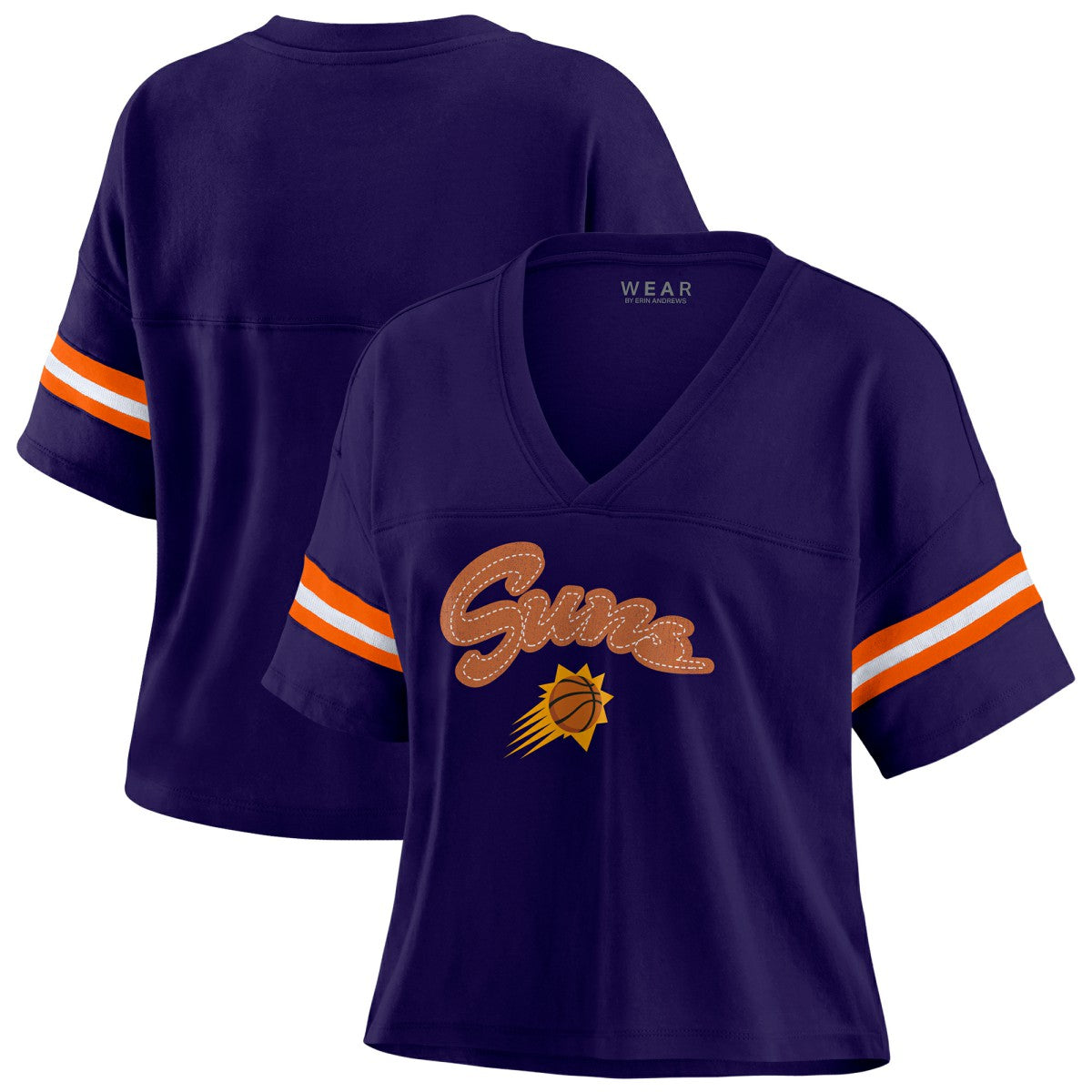 NBA Phoenix Suns WEAR by Erin Andrews Women's Plus Size Color Block Boxy V-Neck T-Shirt