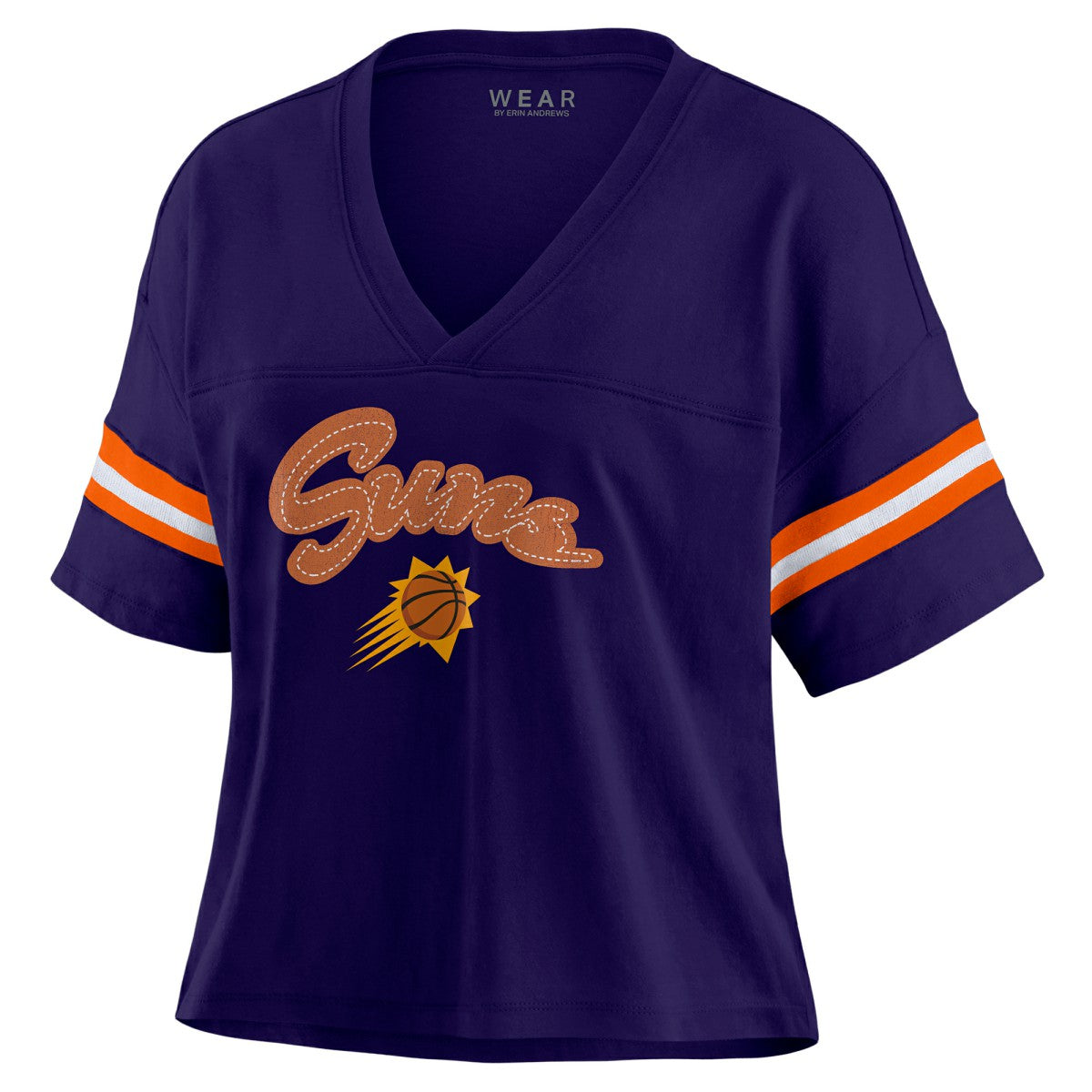 NBA Phoenix Suns WEAR by Erin Andrews Women's Plus Size Color Block Boxy V-Neck T-Shirt