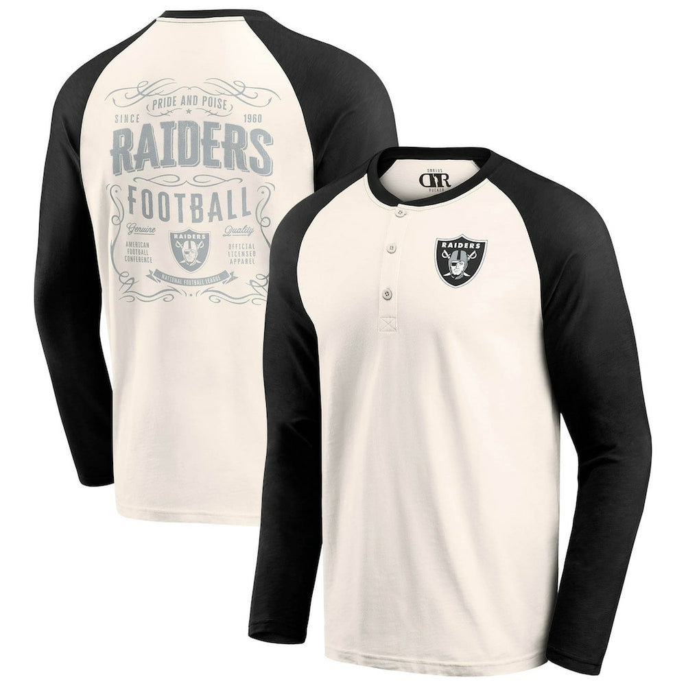 Darius Rucker Collection Raglan Henley T-Shirt - Las Vegas Raiders