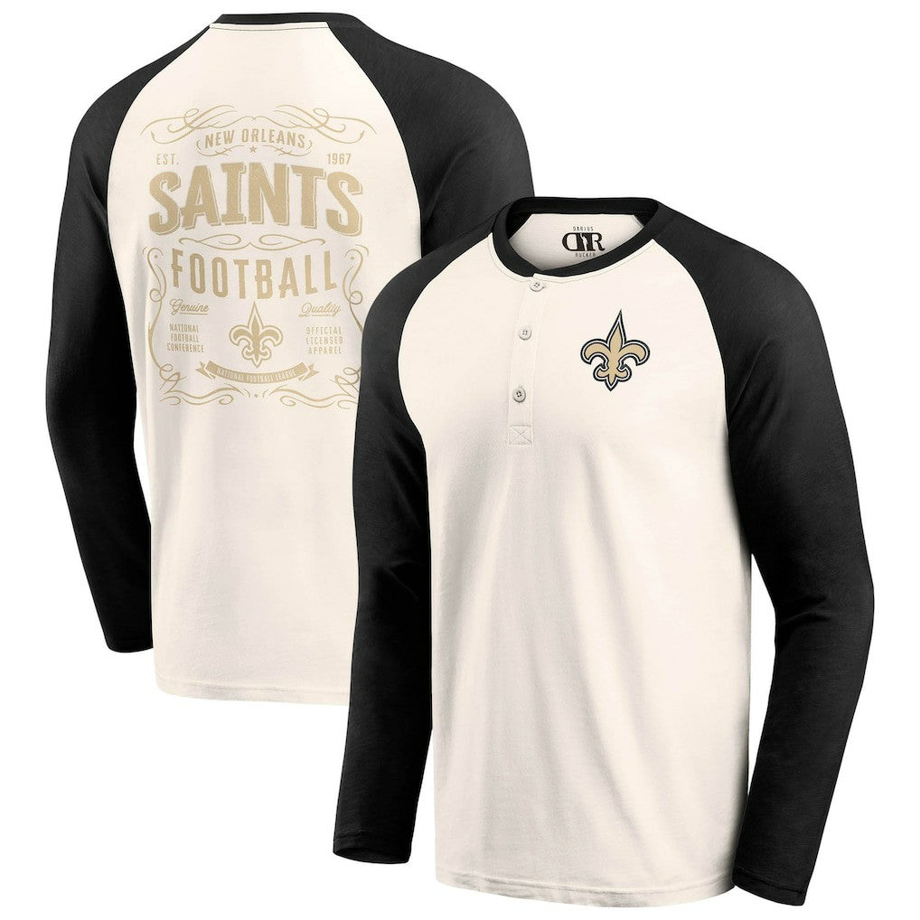Darius Rucker Collection Raglan Henley T-Shirt - New Orleans Saints
