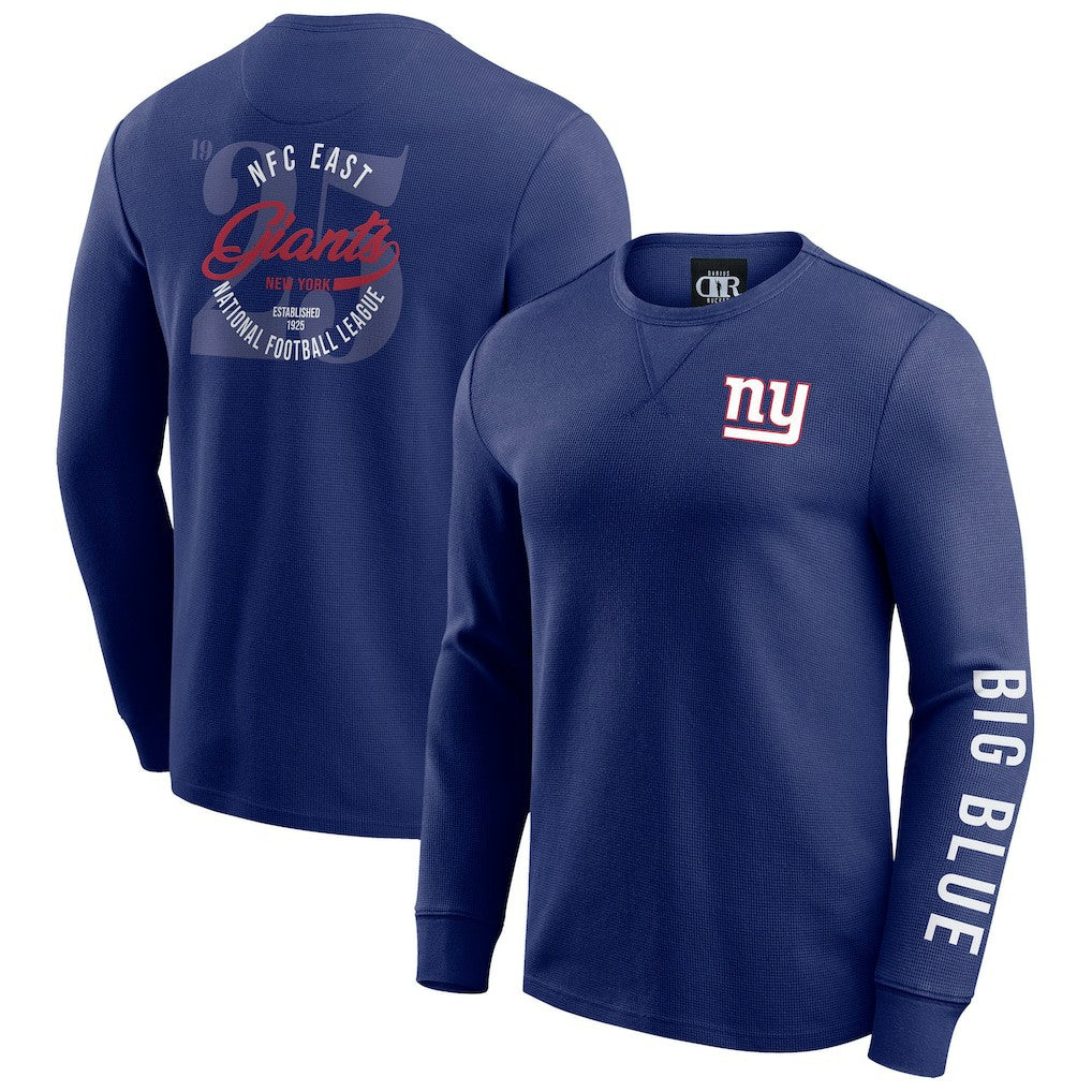 Darius Rucker Collection Washed Waffle-Knit Long Sleeve T-Shirt - New York Giants