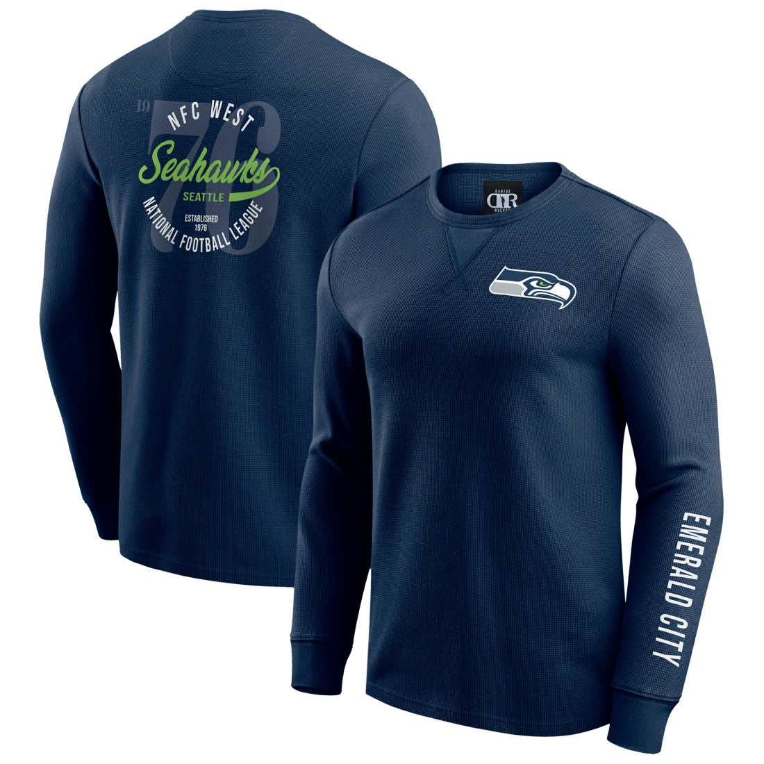 Darius Rucker Collection Washed Waffle-Knit Long Sleeve T-Shirt - Seattle Seahawks