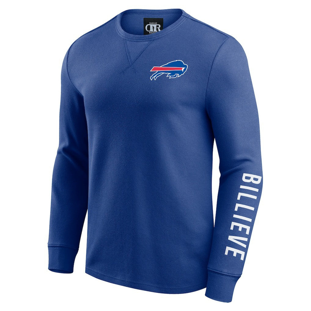 Darius Rucker Collection Washed Waffle-Knit Long Sleeve T-Shirt - Buffalo Bills