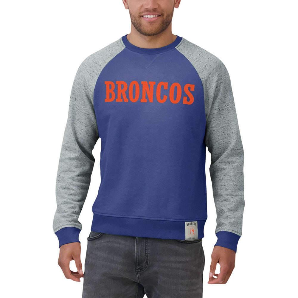 Darius Rucker Collection Throwback Color Block Raglan Pullover Sweatshirt - Denver Broncos