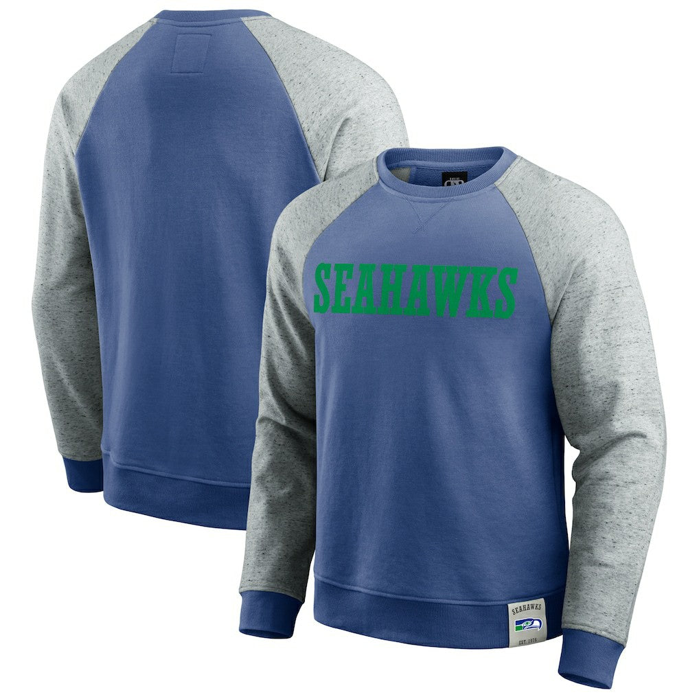 Darius Rucker Collection Throwback Color Block Raglan Pullover Sweatshirt - Seattle Seahawks