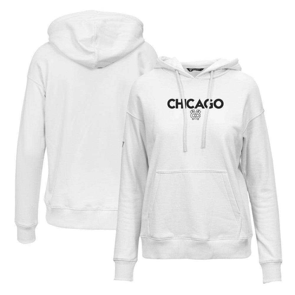 NHL White Chicago Blackhawks Levelwear Women's Adorn City Capsule Pullover Hoodie