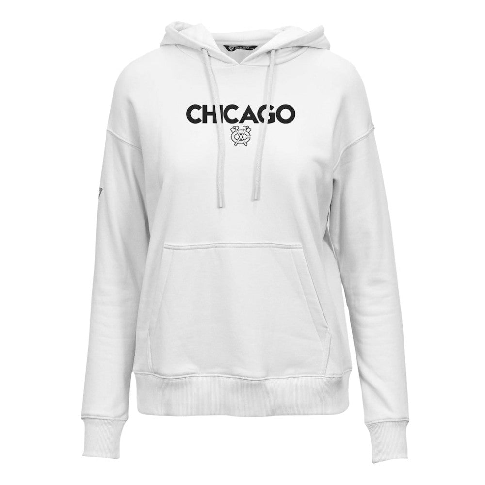 NHL White Chicago Blackhawks Levelwear Women's Adorn City Capsule Pullover Hoodie