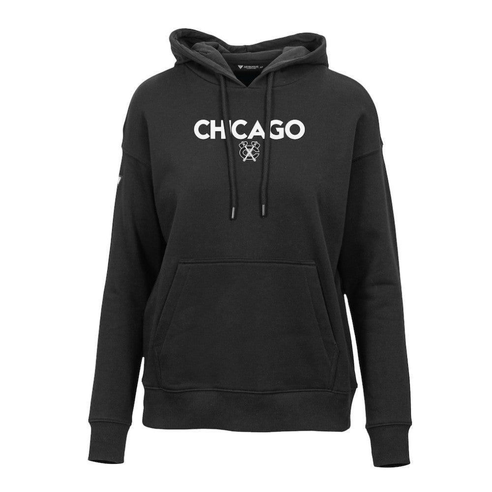 NHL Black Chicago Blackhawks Levelwear Women's Adorn City Capsule Pullover Hoodie