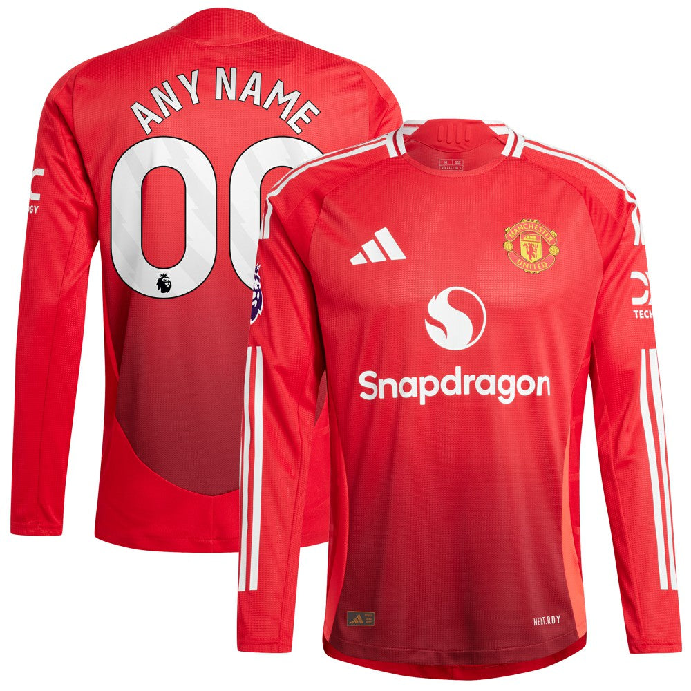 Manchester United 2024/25 Home Custom Long Sleeve Jersey - Adidas Red