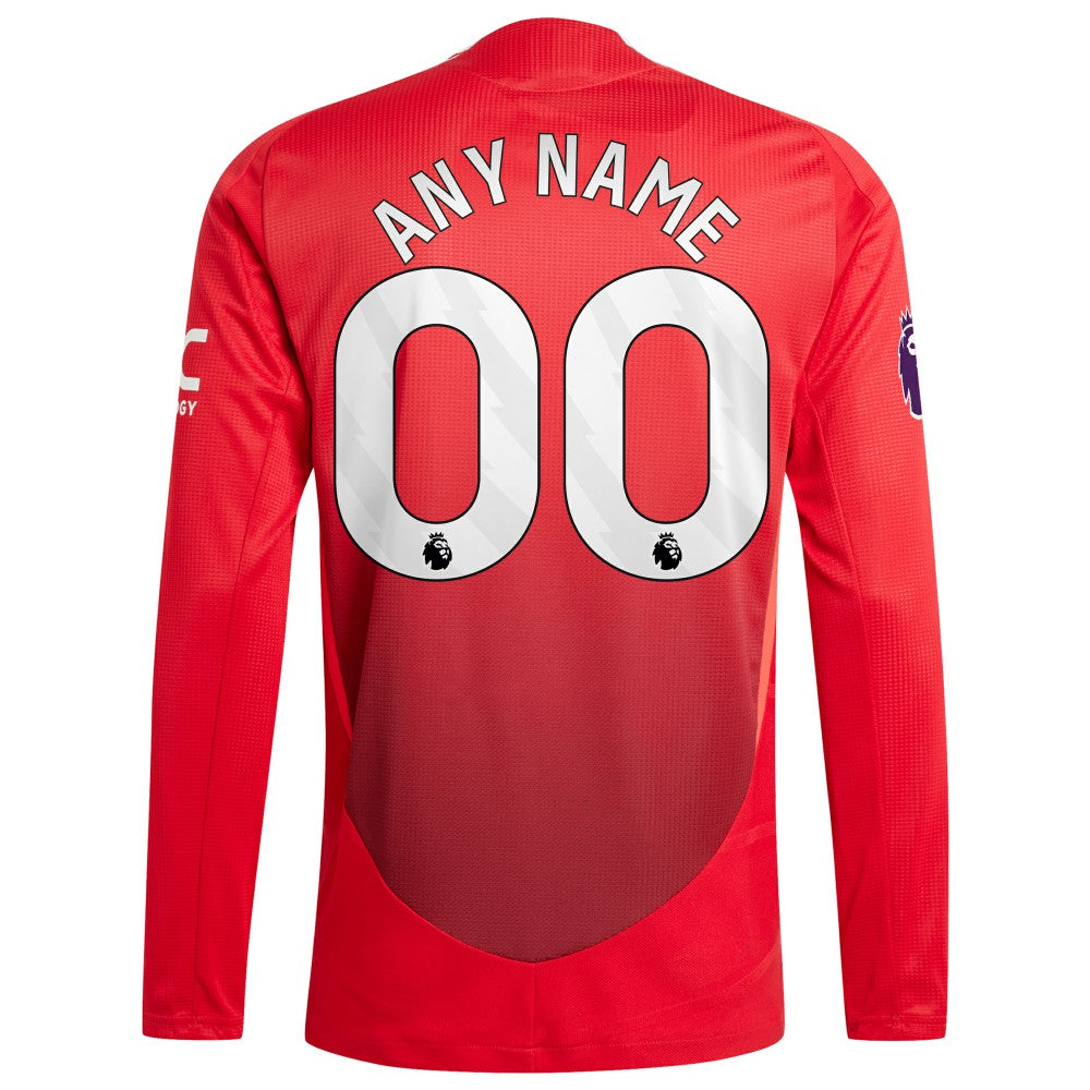 Manchester United 2024/25 Home Custom Long Sleeve Jersey - Adidas Red