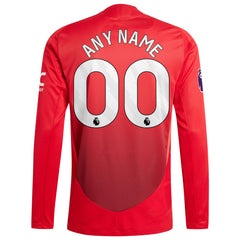 Manchester United 2024/25 Home Custom Long Sleeve Jersey - Adidas Red