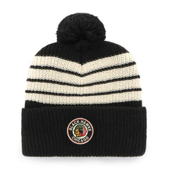 NHL Black Chicago Blackhawks '47 Old Time Hockey Barn Cuffed Knit Hat with Pom