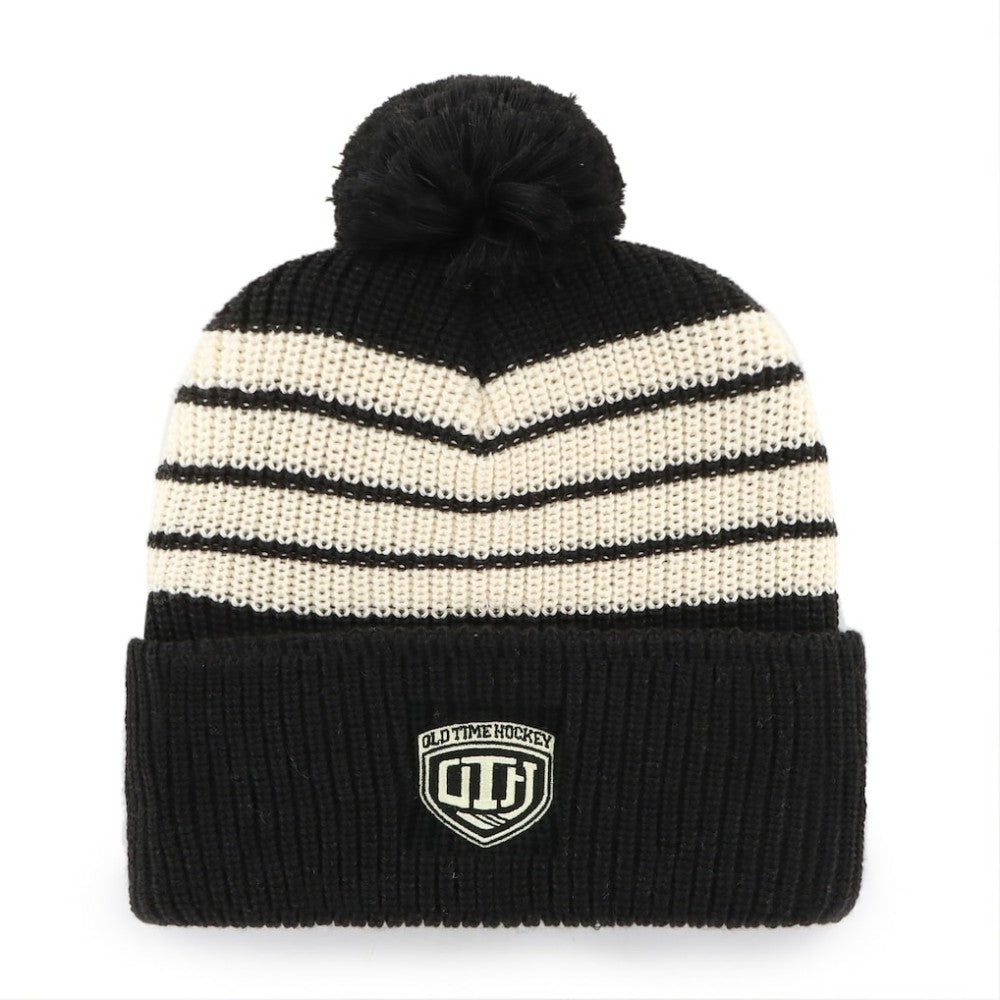 NHL Black Chicago Blackhawks '47 Old Time Hockey Barn Cuffed Knit Hat with Pom
