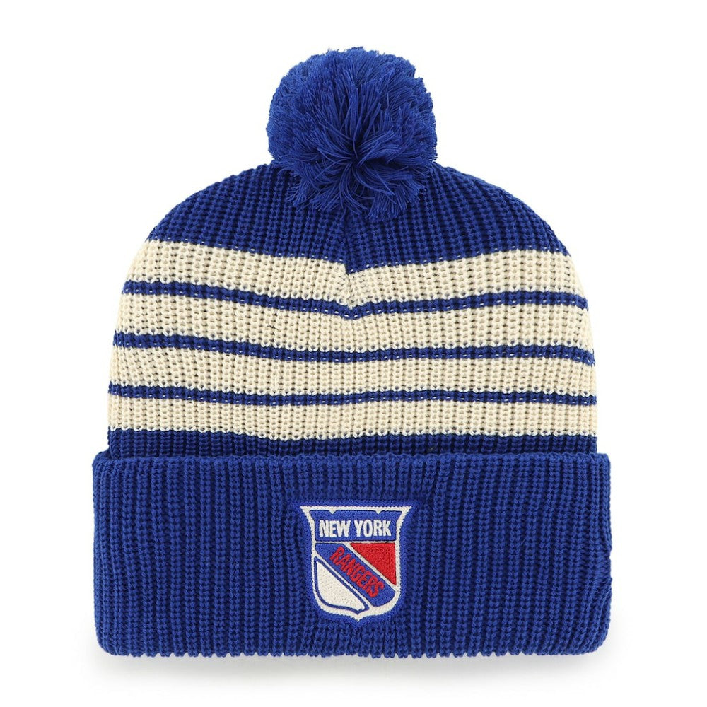 NHL Blue New York Rangers '47 Old Time Hockey Barn Cuffed Knit Hat with Pom
