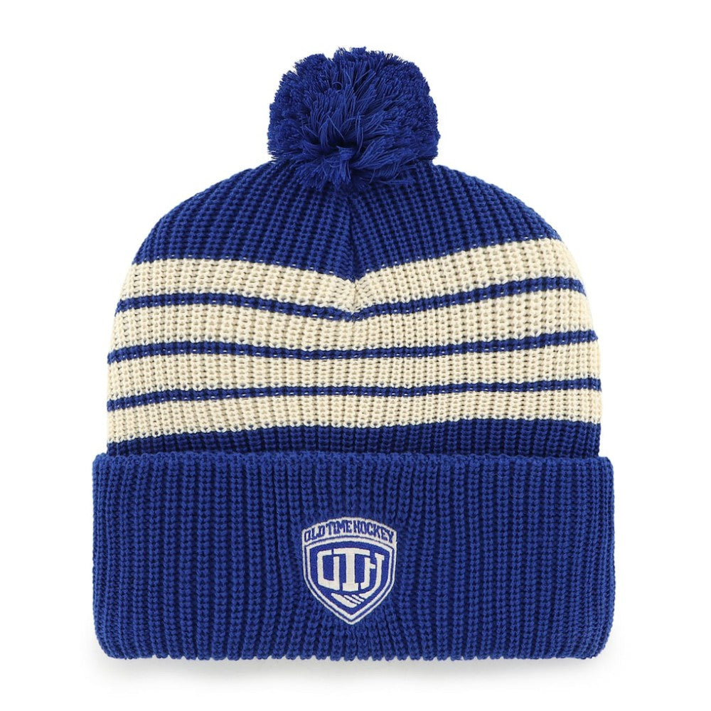 NHL Blue New York Rangers '47 Old Time Hockey Barn Cuffed Knit Hat with Pom