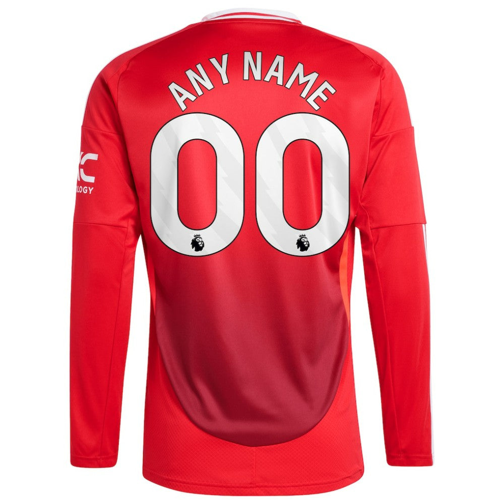 Manchester United 2024/25 Home Long Sleeve Replica Custom Jersey - Adidas Red