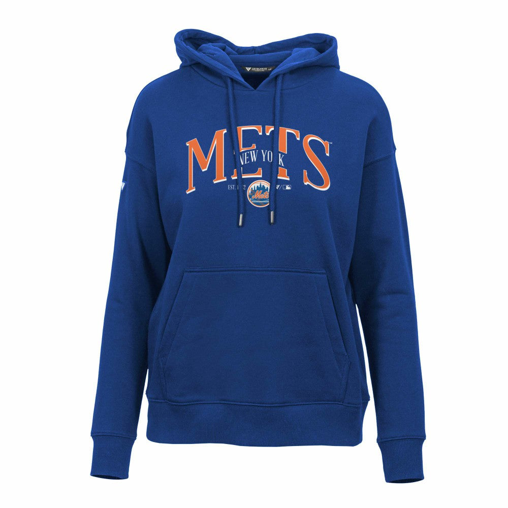 MLB New York Mets Levelwear Women's Adorn Cooperstown Collection Retro Spellout Pullover Hoodie
