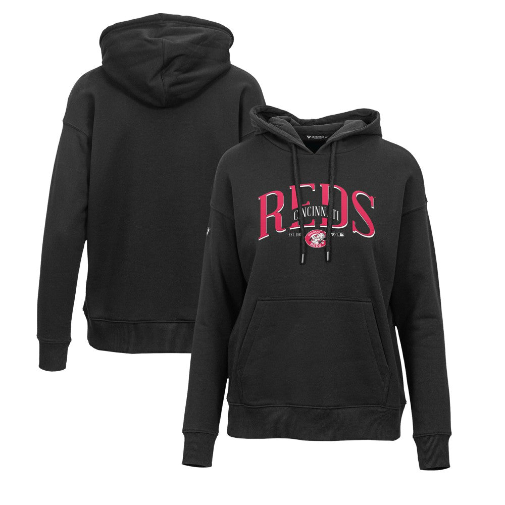 MLB Cincinnati Reds Levelwear Women's Adorn Cooperstown Collection Retro Spellout Pullover Hoodie