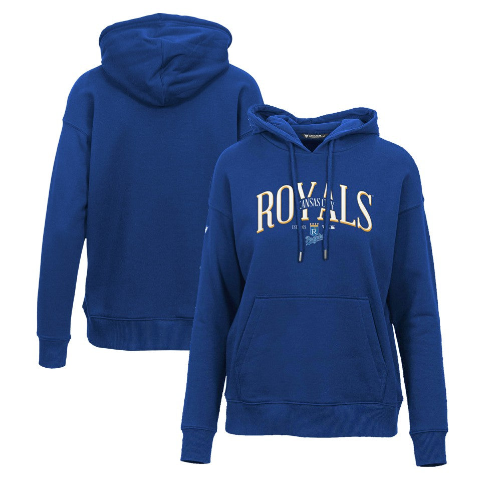 MLB Kansas City Royals Levelwear Women's Adorn Cooperstown Collection Retro Spellout Pullover Hoodie