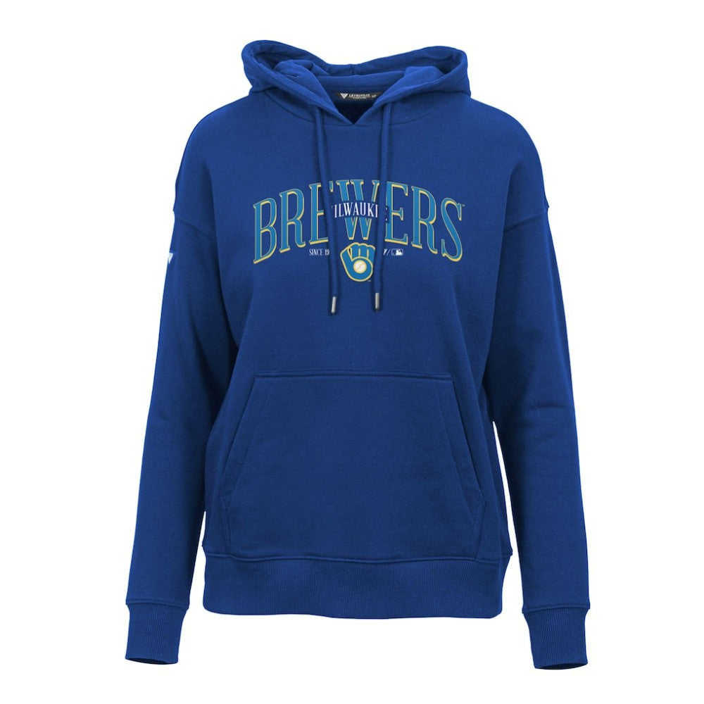 MLB Milwaukee Brewers Levelwear Women's Adorn Cooperstown Collection Retro Spellout Pullover Hoodie