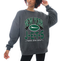 Gameday Couture Women's Oversized Long Weekend Premium Fleece Drop Shoulder Pullover Sweatshirt - New York Jets