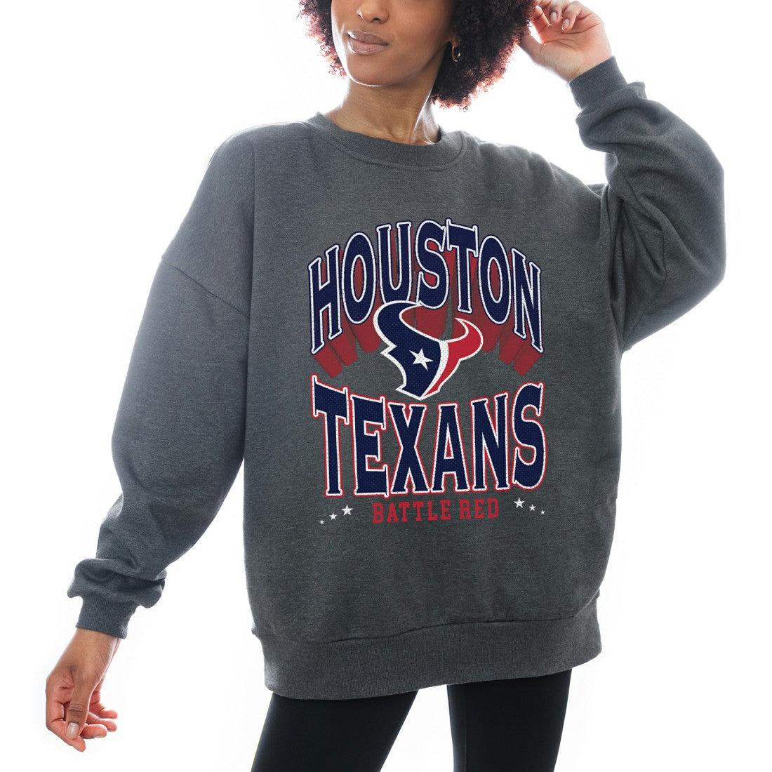 Gameday Couture Women's Oversized Long Weekend Premium Fleece Drop Shoulder Pullover Sweatshirt - Houston Texans