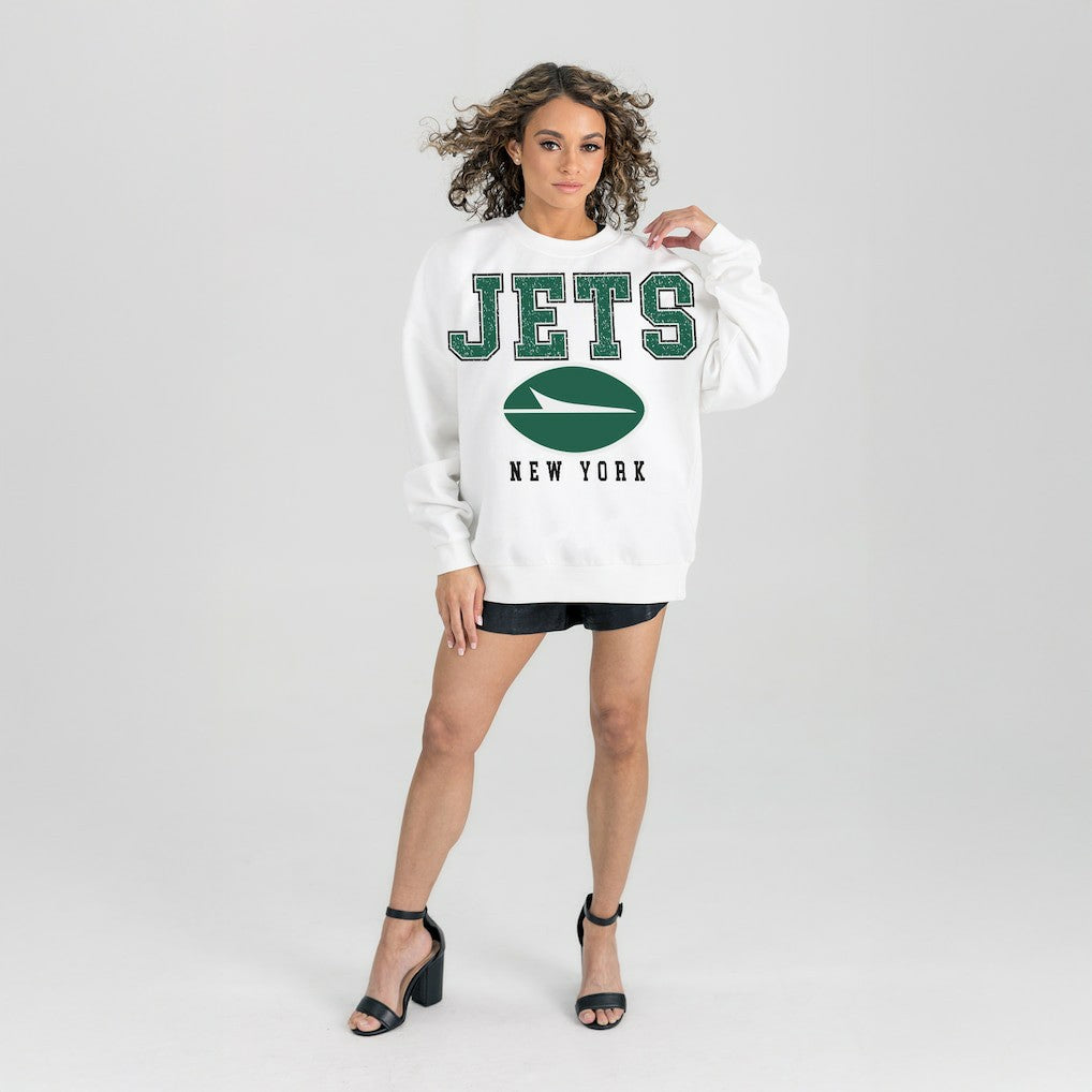 Gameday Couture Women's Sunday Drives Oversized Crewneck Pullover Sweatshirt - New York Jets
