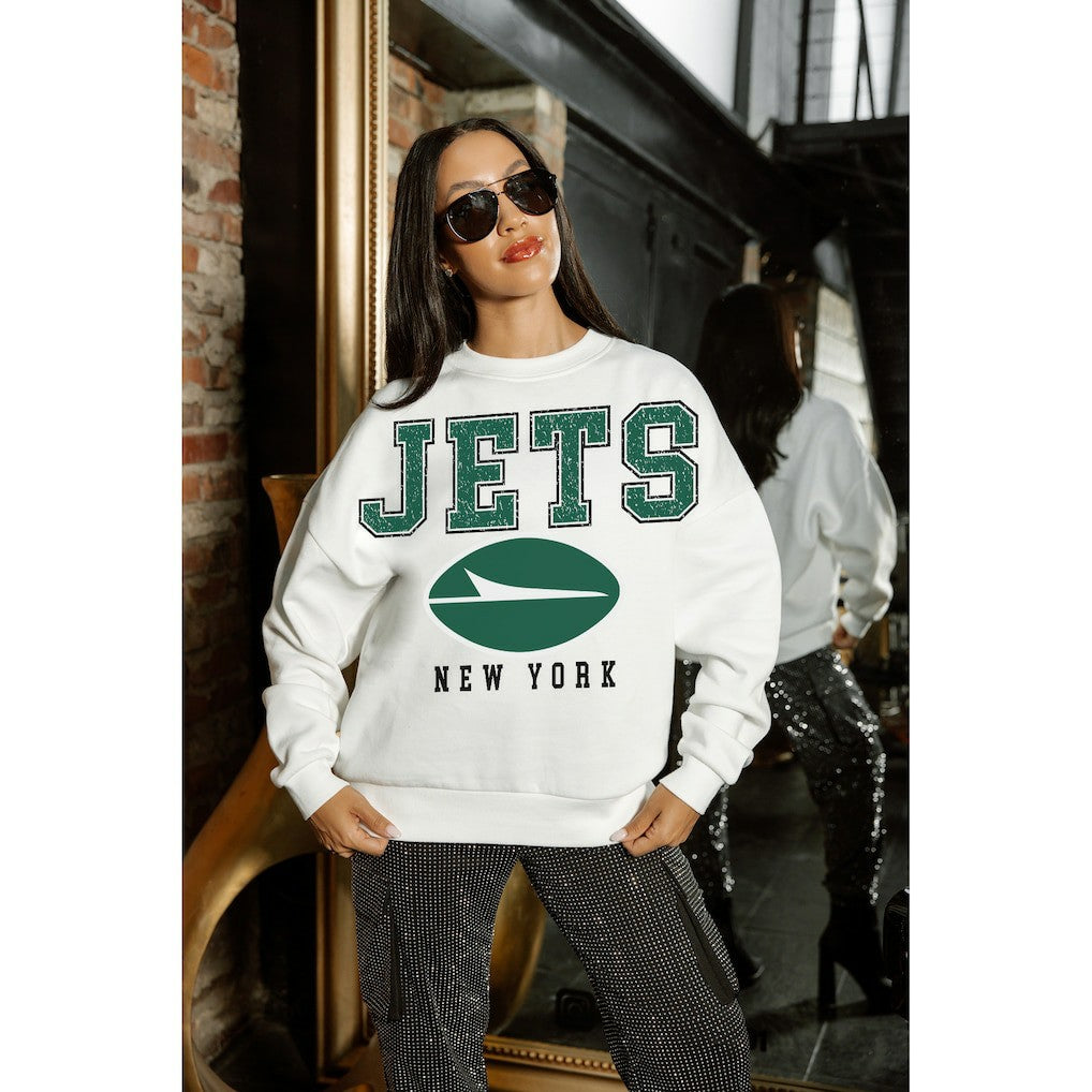 Gameday Couture Women's Sunday Drives Oversized Crewneck Pullover Sweatshirt - New York Jets