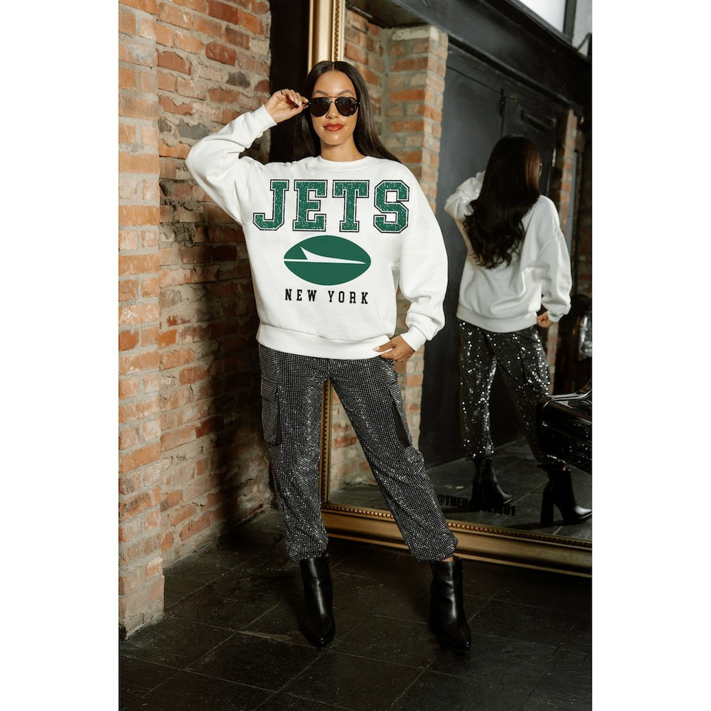 Gameday Couture Women's Sunday Drives Oversized Crewneck Pullover Sweatshirt - New York Jets