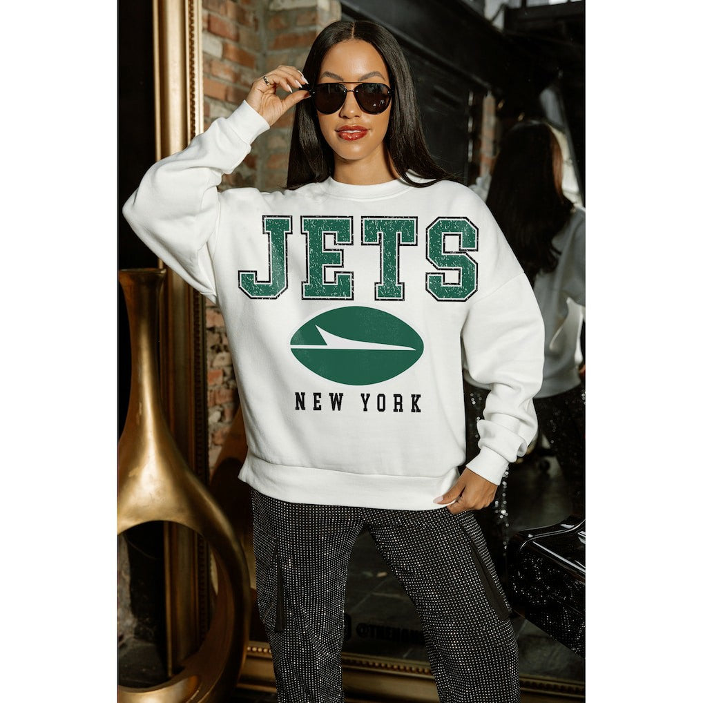 Gameday Couture Women's Sunday Drives Oversized Crewneck Pullover Sweatshirt - New York Jets