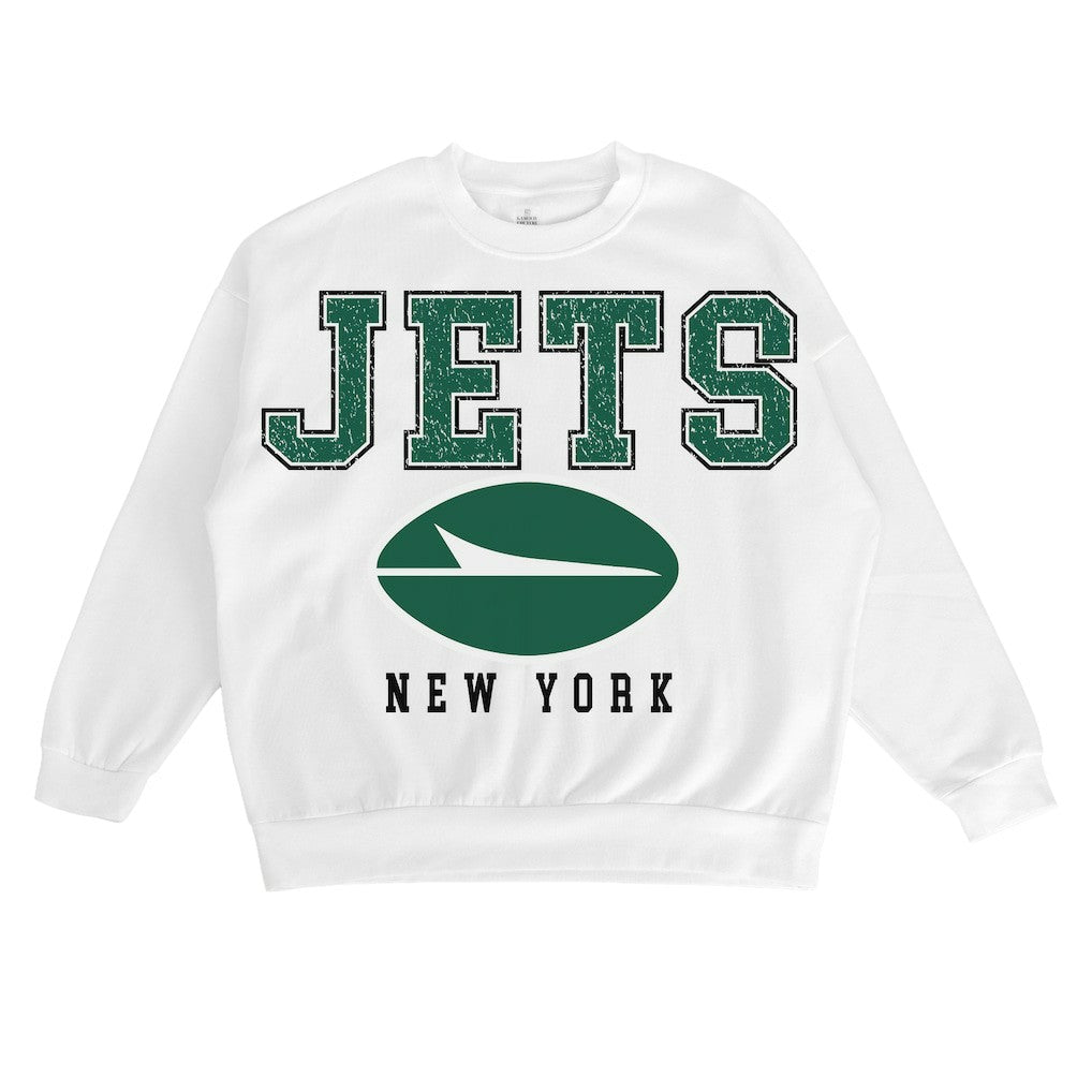 Gameday Couture Women's Sunday Drives Oversized Crewneck Pullover Sweatshirt - New York Jets