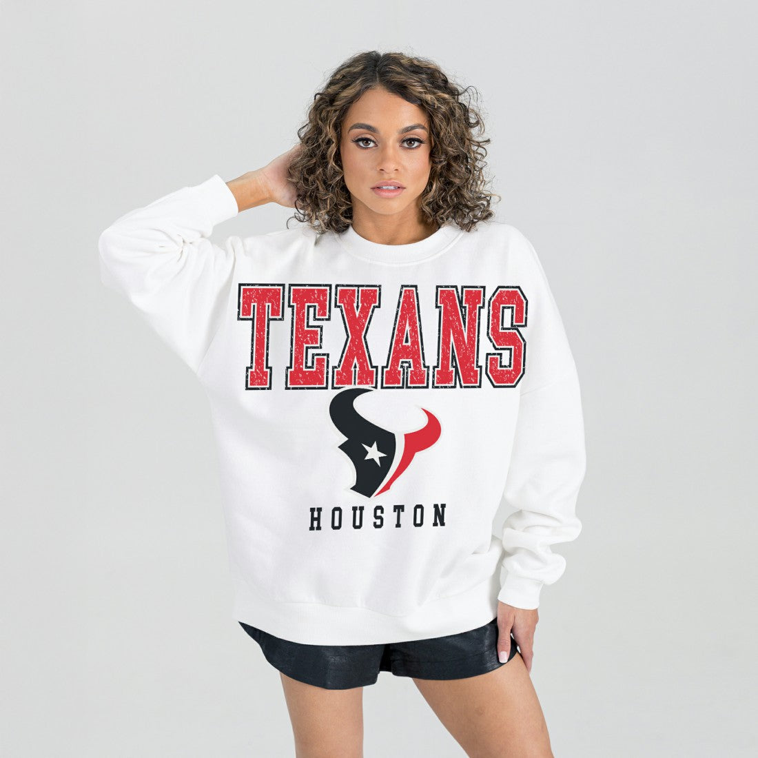 Gameday Couture Women's Sunday Drives Oversized Crewneck Pullover Sweatshirt - Houston Texans